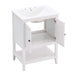 24' White Modern Sleek Bathroom Vanity Elegant Ceramic Sink with Solid Wood Frame Open Style Shelf Default -DTYStore