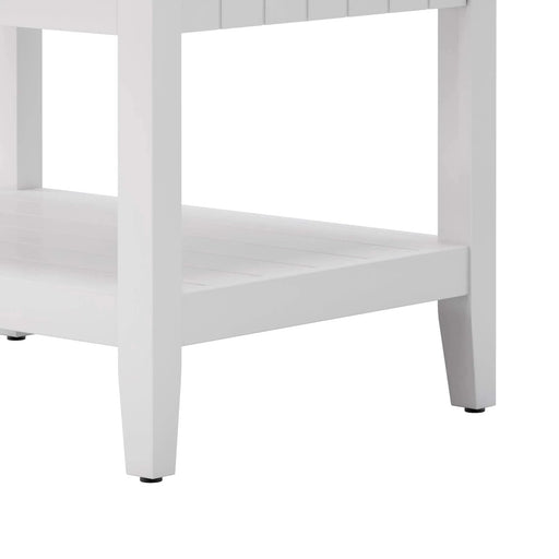 24' White Modern Sleek Bathroom Vanity Elegant Ceramic Sink with Solid Wood Frame Open Style Shelf Default -DTYStore