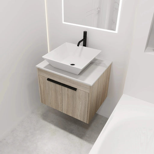 24 ' Modern Design Float Bathroom Vanity With Ceramic Basin Set, Wall Mounted White Oak Vanity With Soft Close Door,KD-Packing,KD-Packing,2 Pieces Parcel(TOP-BAB101MOWH) Default -DTYStore