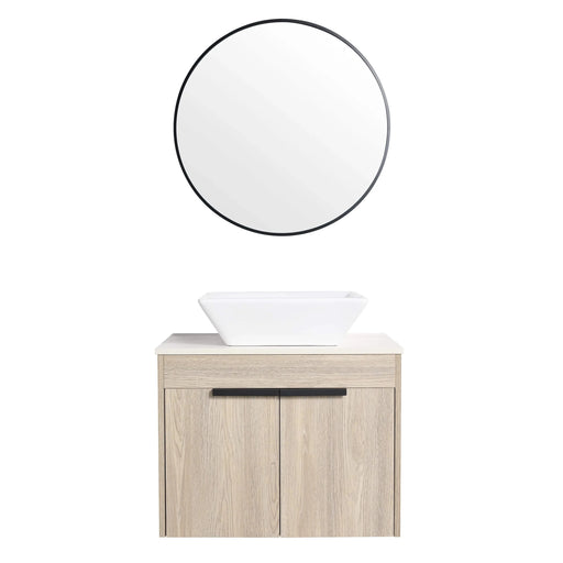 24 ' Modern Design Float Bathroom Vanity With Ceramic Basin Set, Wall Mounted White Oak Vanity With Soft Close Door,KD-Packing,KD-Packing,2 Pieces Parcel(TOP-BAB101MOWH) Default -DTYStore