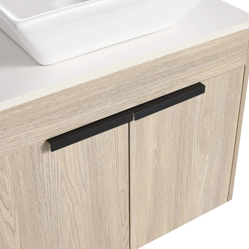 24 ' Modern Design Float Bathroom Vanity With Ceramic Basin Set, Wall Mounted White Oak Vanity With Soft Close Door,KD-Packing,KD-Packing,2 Pieces Parcel(TOP-BAB101MOWH) Default -DTYStore