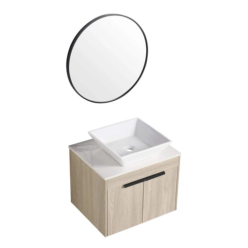 24 ' Modern Design Float Bathroom Vanity With Ceramic Basin Set, Wall Mounted White Oak Vanity With Soft Close Door,KD-Packing,KD-Packing,2 Pieces Parcel(TOP-BAB101MOWH) Default -DTYStore