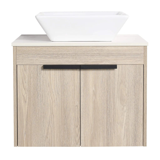 24 ' Modern Design Float Bathroom Vanity With Ceramic Basin Set, Wall Mounted White Oak Vanity With Soft Close Door,KD-Packing,KD-Packing,2 Pieces Parcel(TOP-BAB101MOWH) Default -DTYStore