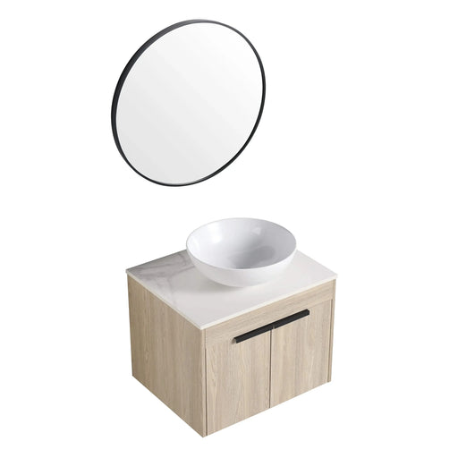 24 ' Modern Design Float Bathroom Vanity With Ceramic Basin Set, Wall Mounted White Oak Vanity With Soft Close Door,KD-Packing,KD-Packing,2 Pieces Parcel(TOP-BAB321MOWH) Default -DTYStore