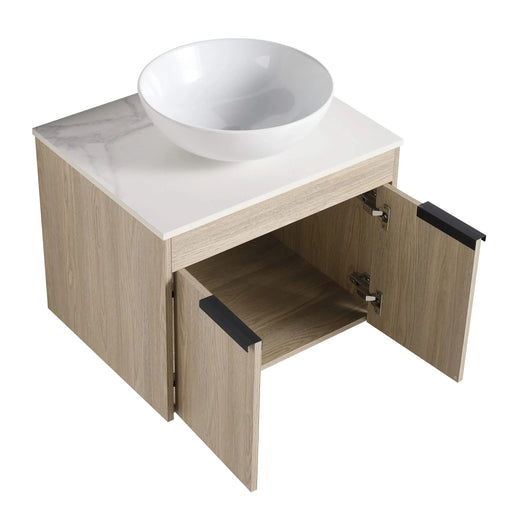 24 ' Modern Design Float Bathroom Vanity With Ceramic Basin Set, Wall Mounted White Oak Vanity With Soft Close Door,KD-Packing,KD-Packing,2 Pieces Parcel(TOP-BAB321MOWH) Default -DTYStore