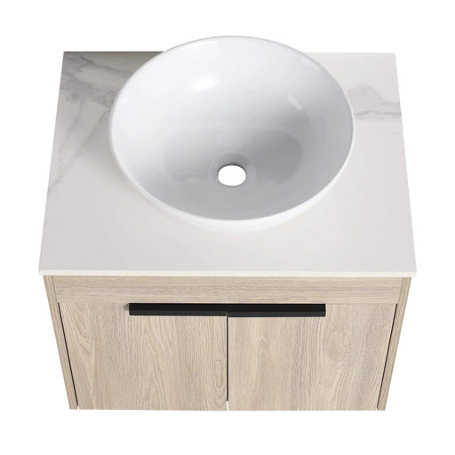 24 ' Modern Design Float Bathroom Vanity With Ceramic Basin Set, Wall Mounted White Oak Vanity With Soft Close Door,KD-Packing,KD-Packing,2 Pieces Parcel(TOP-BAB321MOWH) Default -DTYStore
