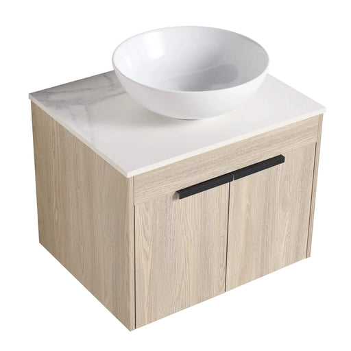 24 ' Modern Design Float Bathroom Vanity With Ceramic Basin Set, Wall Mounted White Oak Vanity With Soft Close Door,KD-Packing,KD-Packing,2 Pieces Parcel(TOP-BAB321MOWH) Default -DTYStore