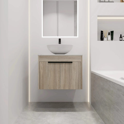 24 ' Modern Design Float Bathroom Vanity With Ceramic Basin Set, Wall Mounted White Oak Vanity With Soft Close Door,KD-Packing,KD-Packing,2 Pieces Parcel(TOP-BAB321MOWH) Default -DTYStore