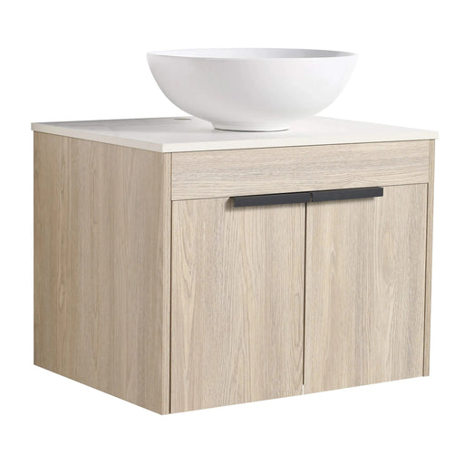 24 ' Modern Design Float Bathroom Vanity With Ceramic Basin Set, Wall Mounted White Oak Vanity With Soft Close Door,KD-Packing,KD-Packing,2 Pieces Parcel(TOP-BAB321MOWH) Default -DTYStore