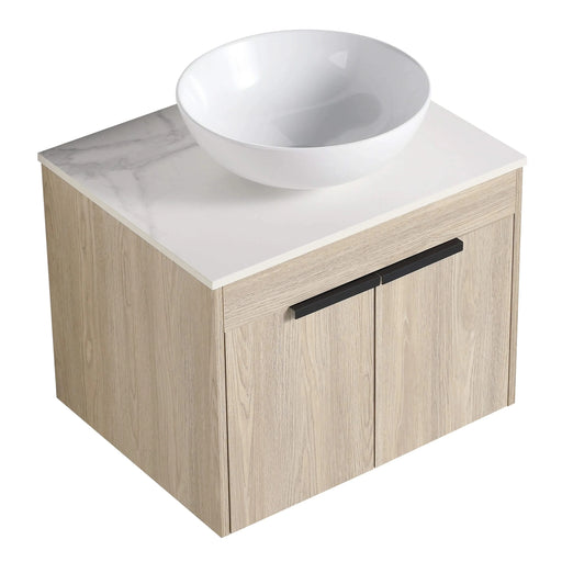 24 ' Modern Design Float Bathroom Vanity With Ceramic Basin Set, Wall Mounted White Oak Vanity With Soft Close Door,KD-Packing,KD-Packing,2 Pieces Parcel(TOP-BAB321MOWH) Default -DTYStore