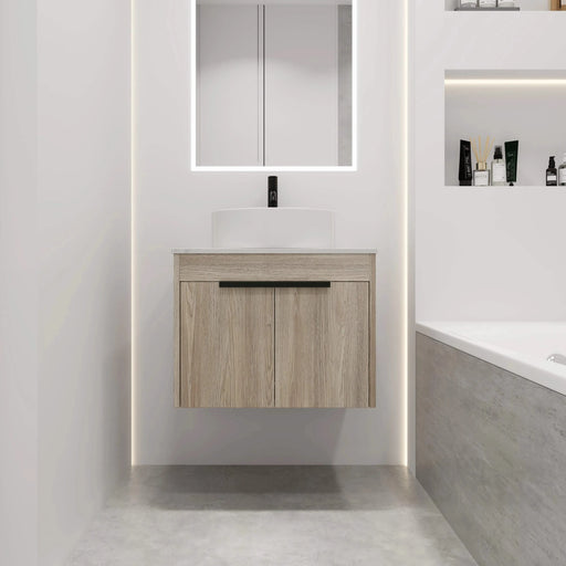 24 ' Modern Design Float Bathroom Vanity With Ceramic Basin Set, Wall Mounted White Oak Vanity With Soft Close Door,KD-Packing,KD-Packing,2 Pieces Parcel(TOP-BAB400MOWH) Default -DTYStore