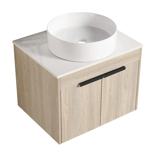 24 ' Modern Design Float Bathroom Vanity With Ceramic Basin Set, Wall Mounted White Oak Vanity With Soft Close Door,KD-Packing,KD-Packing,2 Pieces Parcel(TOP-BAB400MOWH) Default -DTYStore