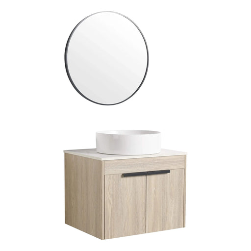 24 ' Modern Design Float Bathroom Vanity With Ceramic Basin Set, Wall Mounted White Oak Vanity With Soft Close Door,KD-Packing,KD-Packing,2 Pieces Parcel(TOP-BAB400MOWH) Default -DTYStore