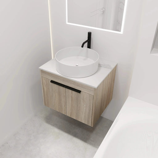 24 ' Modern Design Float Bathroom Vanity With Ceramic Basin Set, Wall Mounted White Oak Vanity With Soft Close Door,KD-Packing,KD-Packing,2 Pieces Parcel(TOP-BAB400MOWH) Default -DTYStore
