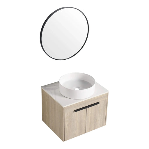 24 ' Modern Design Float Bathroom Vanity With Ceramic Basin Set, Wall Mounted White Oak Vanity With Soft Close Door,KD-Packing,KD-Packing,2 Pieces Parcel(TOP-BAB400MOWH) Default -DTYStore