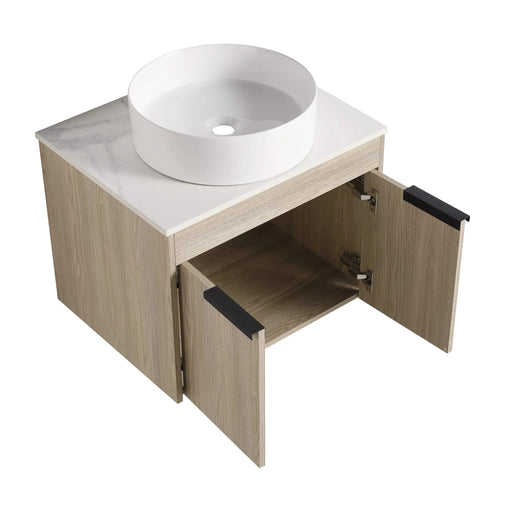 24 ' Modern Design Float Bathroom Vanity With Ceramic Basin Set, Wall Mounted White Oak Vanity With Soft Close Door,KD-Packing,KD-Packing,2 Pieces Parcel(TOP-BAB400MOWH) Default -DTYStore