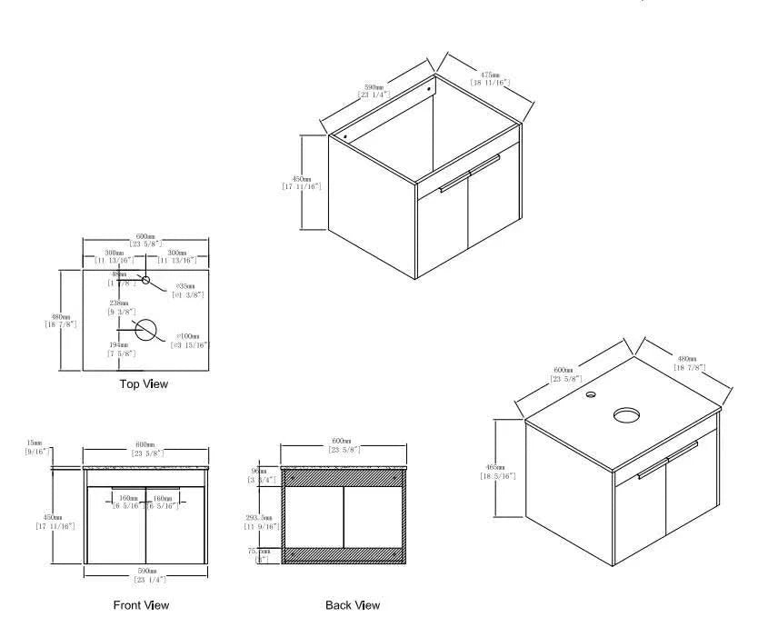 24 inch Bathroom Vanity Without Top Default -DTYStore