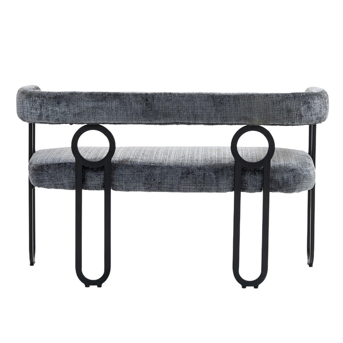 Modern Loveseat 2 Seater Sofa Chenille Fabric Couch with Arms and Metal Legs for Living Room, Home Office, Studio (Gray Chenille) - DTYStore