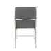 High Back Fuji Contemporary Dining Chair in Stainless Steel and Grey Faux Leather by LumiSource - Set of 2 - DTYStore
