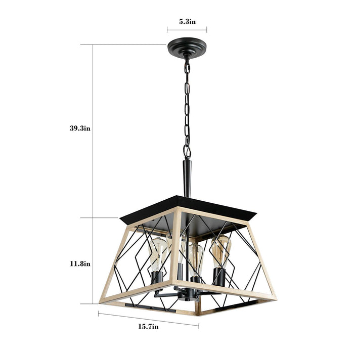 4-Light Farmhouse Chandeliers For Dining Room Oak(No Bulbs) NEW SKU :W1340P206639 - DTYStore