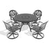 5-Piece All-Weather Cast Aluminum Dining Set, Include 4 Swivel Chairs and 47.24' Round Table With Black Frame - DTYStore