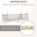 Patio Minimalist Twin Size Garden Swing Bed Wood Porch Swing with Ropes for Backyard, Safe Sloped Design, White - DTYStore
