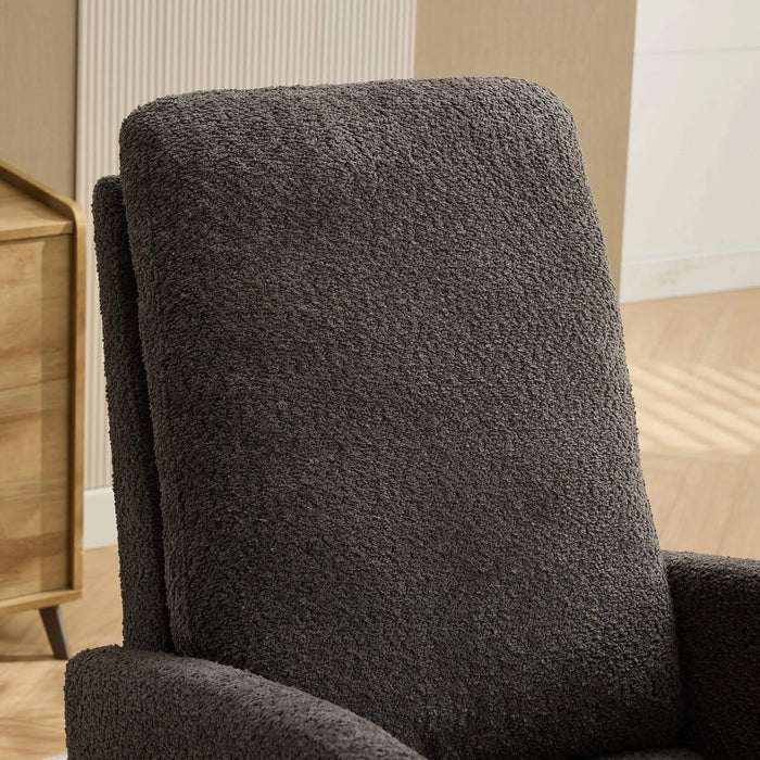 25.4'W Rocking Chair for Nursery, High Back Glider Chair with Retractable Footrest, Side Pocket, Rocking Accent Armchair with Rubber Wood Legs for Living Room/Bedroom.Charcoal Default -DTYStore