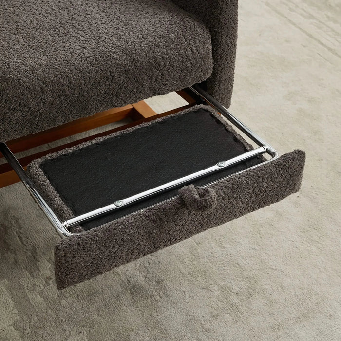 25.4'W Rocking Chair for Nursery, High Back Glider Chair with Retractable Footrest, Side Pocket, Rocking Accent Armchair with Rubber Wood Legs for Living Room/Bedroom.Charcoal Default -DTYStore