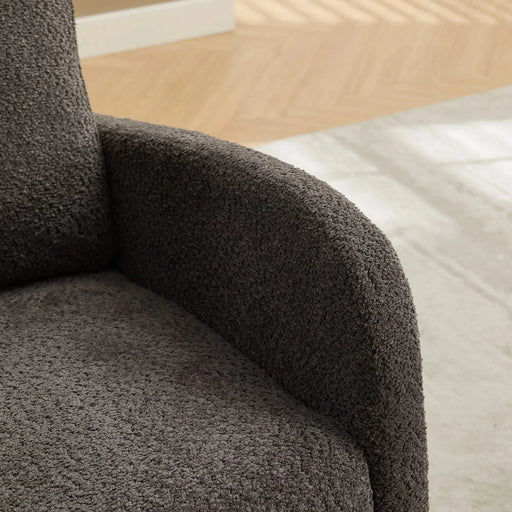 25.4'W Rocking Chair for Nursery, High Back Glider Chair with Retractable Footrest, Side Pocket, Rocking Accent Armchair with Rubber Wood Legs for Living Room/Bedroom.Charcoal Default -DTYStore