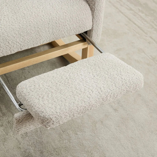 25.4'W Rocking Chair for Nursery, High Back Glider Chair with Retractable Footrest, Side Pocket, Rocking Accent Armchair with Rubber Wood Legs for Living Room/Bedroom.Light Gray Default -DTYStore