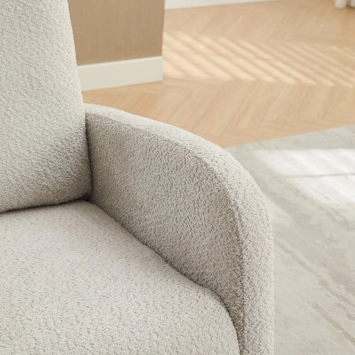 25.4'W Rocking Chair for Nursery, High Back Glider Chair with Retractable Footrest, Side Pocket, Rocking Accent Armchair with Rubber Wood Legs for Living Room/Bedroom.Light Gray Default -DTYStore