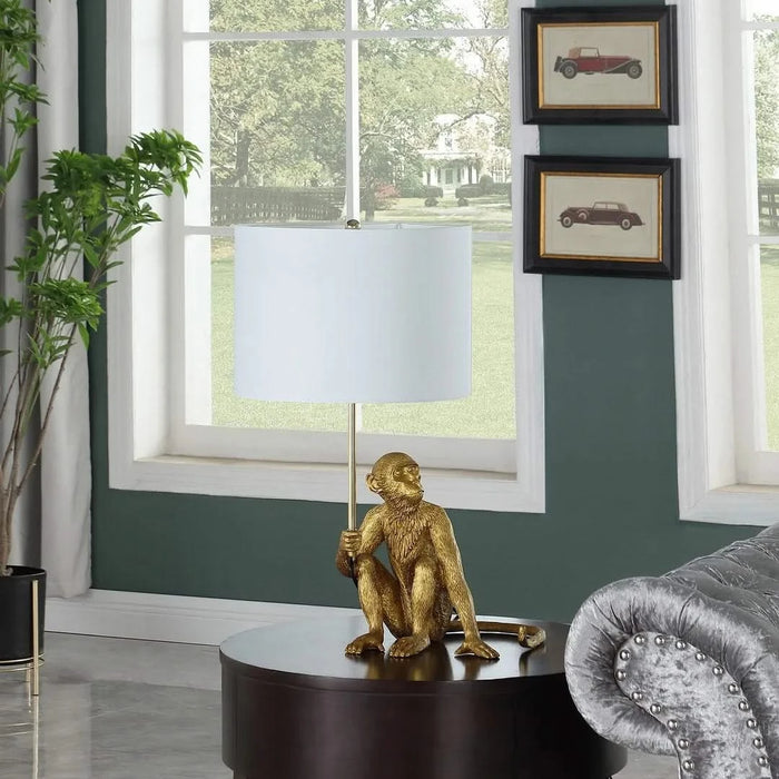 25.50' In Golden Monkey Holding Polyresin Table Lamp Default -DTYStore