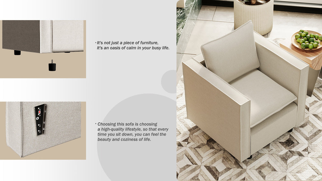 Decorative chairs, comfortable single sofa chairs in beige, soft and breathable seat cushions, soft cushioned armchairs, modern and comfortable sofa chairs in bedrooms/corners/reading rooms