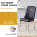 6 modern dining chairs, sleek PU backrest, and silver metal legs bring a comfortable home experience to the kitchen, bedroom, and office.Black PU Chairs with Simple Line Designs On The Backrest. - DTYStore