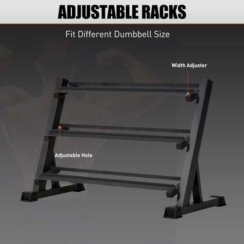3-Tier Dumbbell Rack Stand: Holds 5-50lb weights with a 1100 lb max capacity. Designed specifically for dumbbell storage. - Image 5