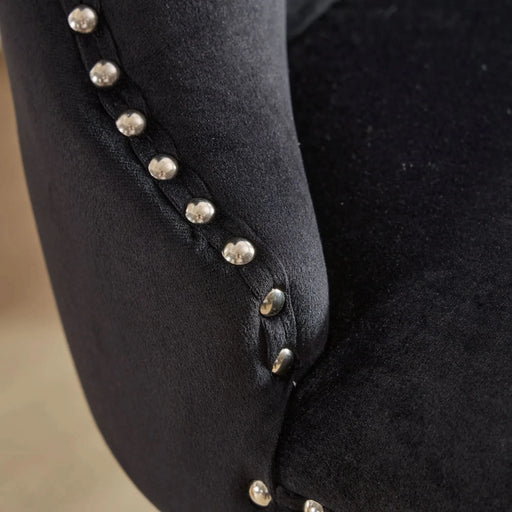 25' Counter Height Bar Stools Set of 2, Modern Velvet Barstools with Button Back&Rivet Trim Upholstered Kitchen Island Chairs with Sturdy Chromed Metal Base Legs Farmhouse Bar Stools, (Black,2 Pack) Default -DTYStore