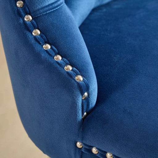 25' Counter Height Bar Stools Set of 2, Modern Velvet Barstools with Button Back&Rivet Trim Upholstered Kitchen Island Chairs with Sturdy Chromed Metal Base Legs Farmhouse Bar Stools, (Blue,2 Pack) Default -DTYStore