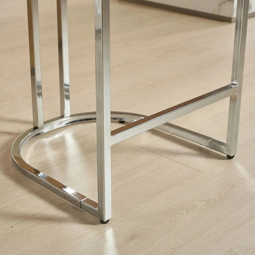 25' Counter Height Bar Stools Set of 2, Modern Velvet Barstools with Button Back&Rivet Trim Upholstered Kitchen Island Chairs with Sturdy Chromed Metal Base Legs Farmhouse Bar Stools, (Blue,2 Pack) Default -DTYStore