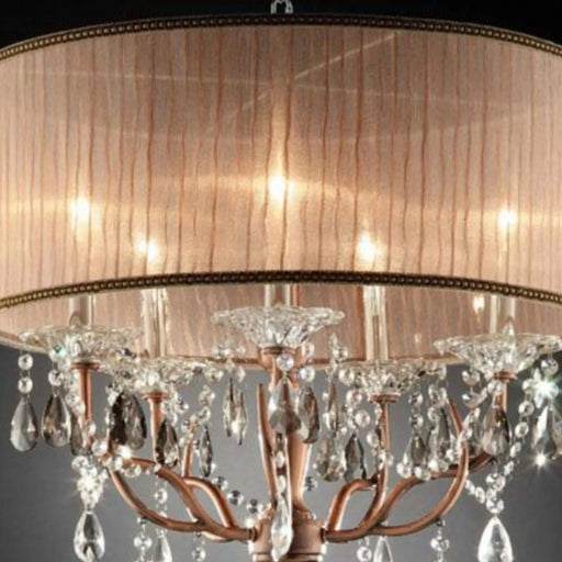 25' Tall Ceiling Lamp 'Rosie' w/ Silvery Pink finish and Crystal Accents, Shade Default -DTYStore