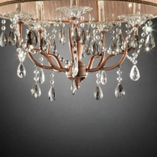 25' Tall Ceiling Lamp 'Rosie' w/ Silvery Pink finish and Crystal Accents, Shade Default -DTYStore