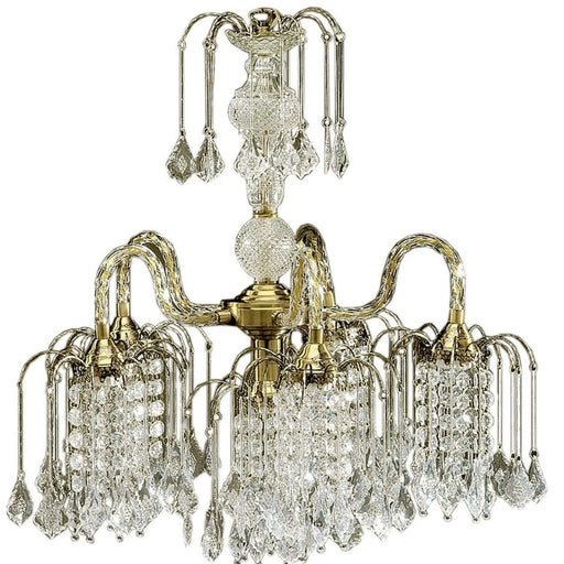 25' Tall Metal Chandelier with Antique Brass Finish and Crystal Accents Default -DTYStore