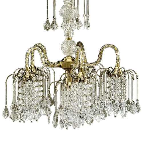 25' Tall Metal Chandelier with Antique Brass Finish and Crystal Accents Default -DTYStore