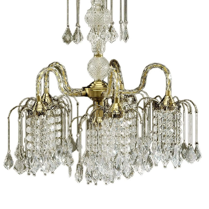 25' Tall Metal Chandelier with Antique Brass Finish and Crystal Accents Default -DTYStore