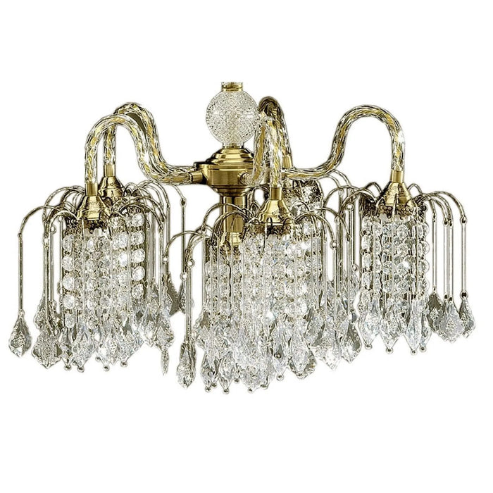 25' Tall Metal Chandelier with Antique Brass Finish and Crystal Accents Default -DTYStore