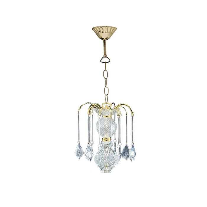 25' Tall Metal Chandelier with Polished Brass Finish and Crystal Accents Default -DTYStore