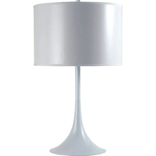 25' Tall Metal Table Lamp with White Finish, White Round Shade Default -DTYStore