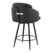 Dahlia 26' Contemporary Fixed-Height Counter Stool in Matte Black Metal, Black Faux Leather and Chrome Metal Accent with Round Black Metal Footrest by LumiSource - Set of 2 - DTYStore