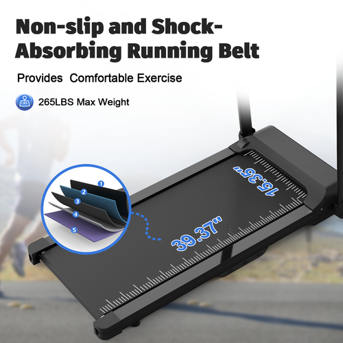 Foldable Treadmill 2.5HP Electric Folding Treadmill Running Walking Machine for Home Gym, Max 265 LBS Weight Capacity - Image 6