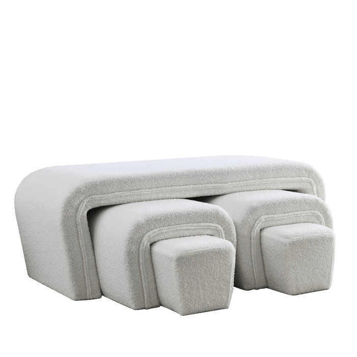 46" W Modern Contemporary Upholstered Nesting Bench, including Four nesting benches, teddy - DTYStore