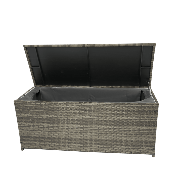 Outdoor Storage Box, 113 Gallon Wicker Patio Deck Boxes with Lid, Outdoor Cushion Storage for Kids Toys, Pillows, Towel Grey Wicker - DTYStore